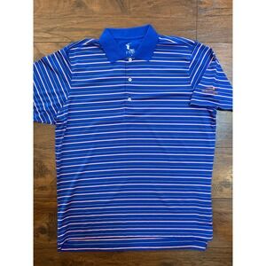 F&G Tech Mens XL Blue Striped Golf Polo Shirt‎ Bonita Bay Club Short Sleeve